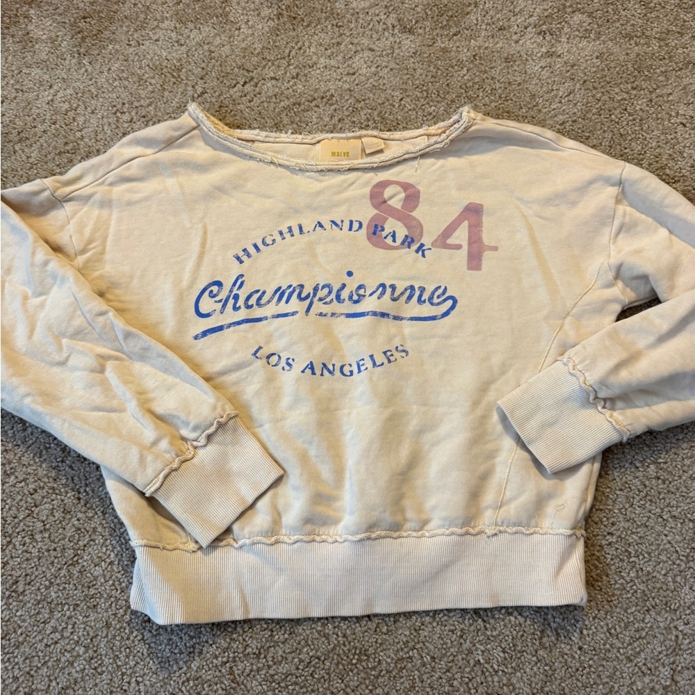 Maeve yellow Sweatshirt with Blue and red Accents